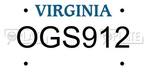OGS912 Virginia License Plate