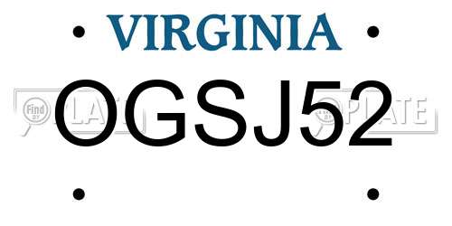 OGSJ52 Virginia License Plate