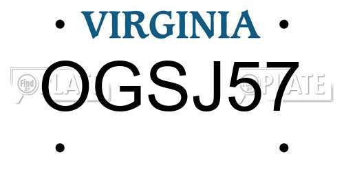 OGSJ57 Virginia License Plate