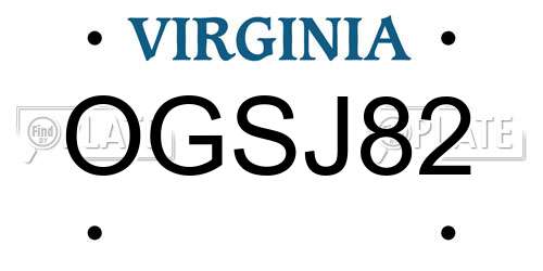 OGSJ82 Virginia License Plate