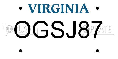 OGSJ87 Virginia License Plate