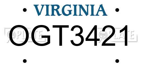 OGT3421 Virginia License Plate