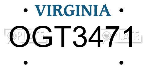 OGT3471 Virginia License Plate
