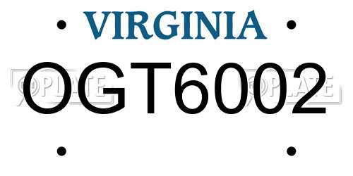 OGT6002 Virginia License Plate