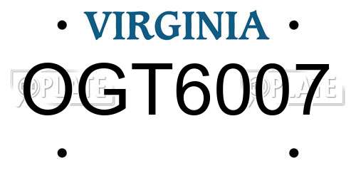 OGT6007 Virginia License Plate
