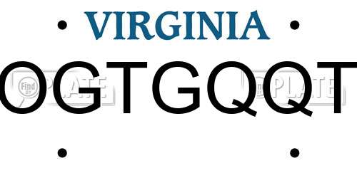 OGTGQQT Virginia License Plate