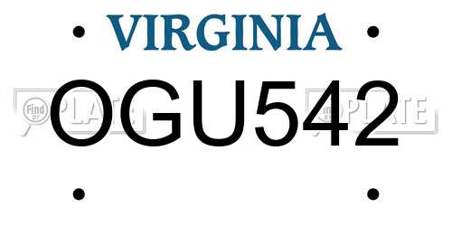 OGU542 Virginia License Plate