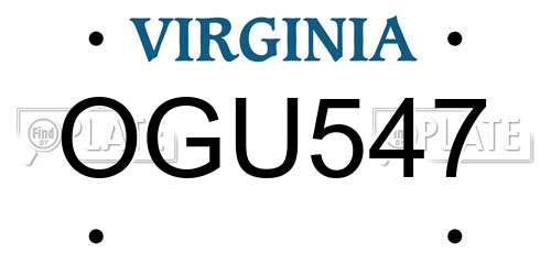 OGU547 Virginia License Plate