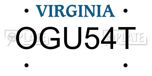 OGU54T Virginia License Plate