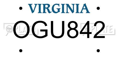 OGU842 Virginia License Plate