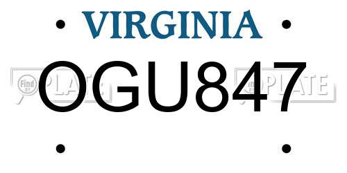 OGU847 Virginia License Plate
