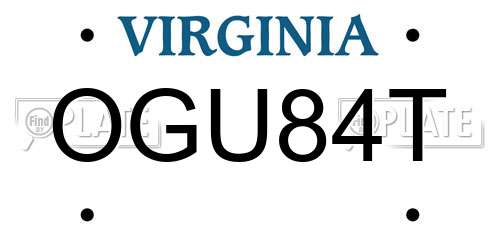 OGU84T Virginia License Plate