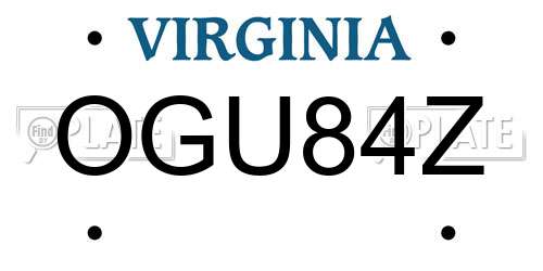 OGU84Z Virginia License Plate
