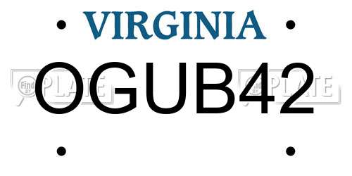 OGUB42 Virginia License Plate