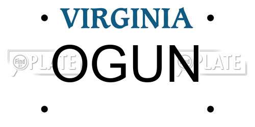 OGUN Virginia License Plate