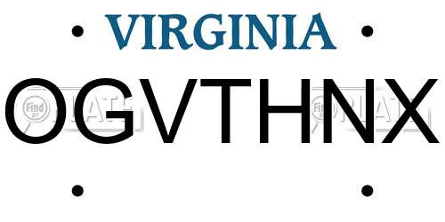 OGVTHNX Virginia License Plate