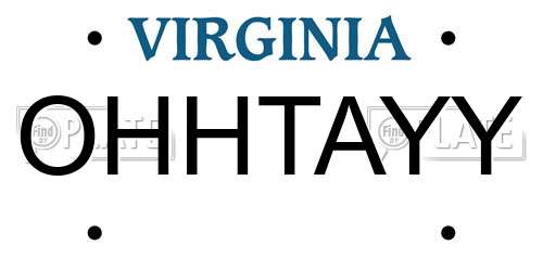 OHHTAYY Virginia License Plate