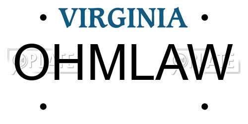OHMLAW Virginia License Plate