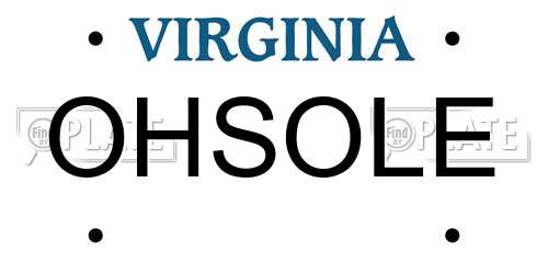 OHSOLE Virginia License Plate