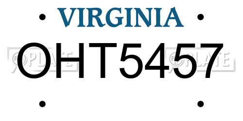 OHT5457 Virginia License Plate