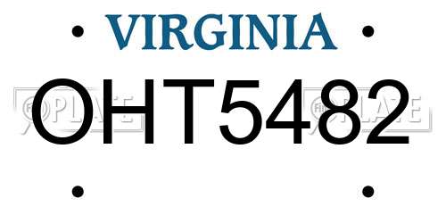 OHT5482 Virginia License Plate