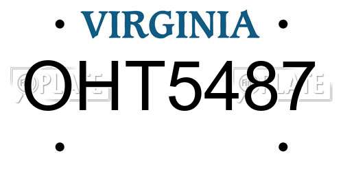 OHT5487 Virginia License Plate