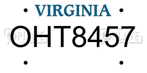 OHT8457 Virginia License Plate