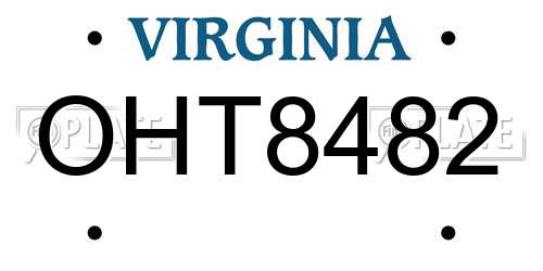 OHT8482 Virginia License Plate