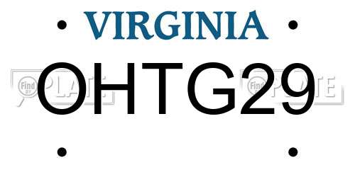 OHTG29 Virginia License Plate