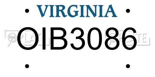 OIB3086 Virginia License Plate