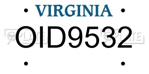 OID9532 Virginia License Plate