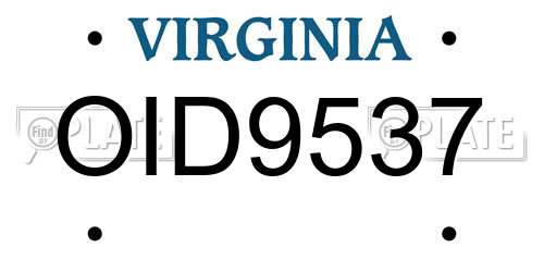 OID9537 Virginia License Plate