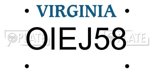 OIEJ58 Virginia License Plate