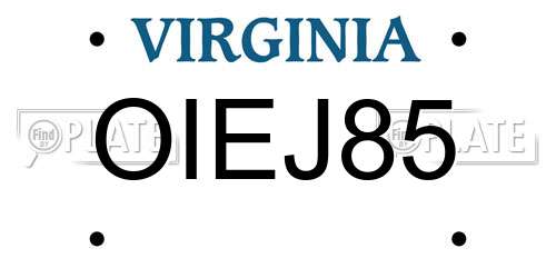 OIEJ85 Virginia License Plate