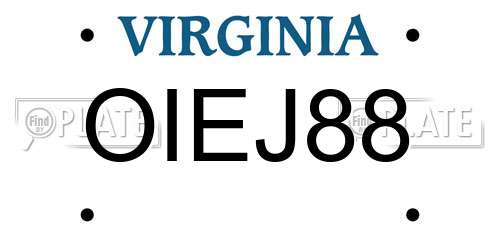 OIEJ88 Virginia License Plate