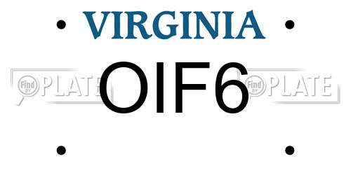 OIF6 Virginia License Plate