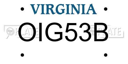 OIG53B Virginia License Plate