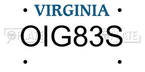 OIG83S Virginia License Plate
