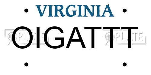 OIGATTT Virginia License Plate