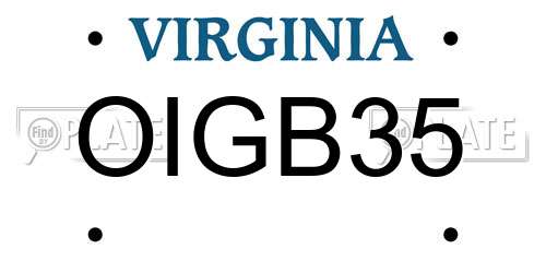 OIGB35 Virginia License Plate