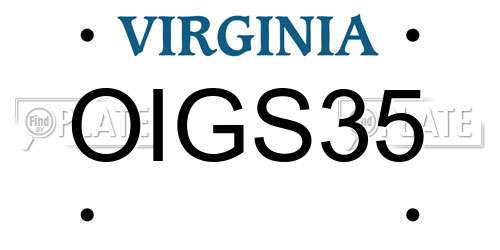 OIGS35 Virginia License Plate