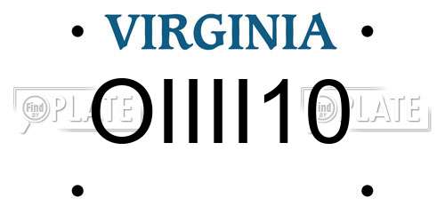 OIIII10 Virginia License Plate