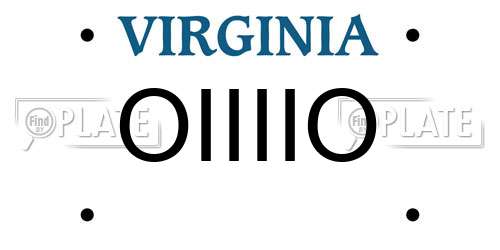 OIIIIO Virginia License Plate
