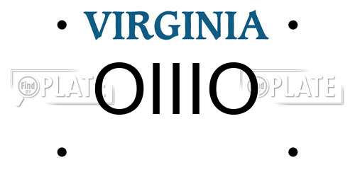 OIIIO Virginia License Plate