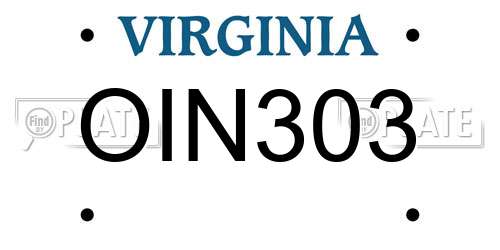 OIN303 Virginia License Plate