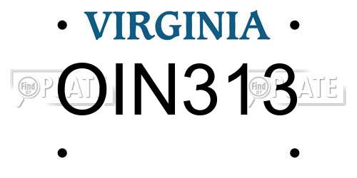 OIN313 Virginia License Plate