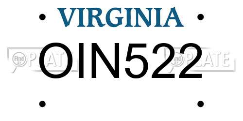 OIN522 Virginia License Plate