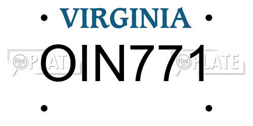 OIN771 Virginia License Plate