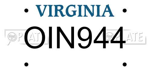 OIN944 Virginia License Plate