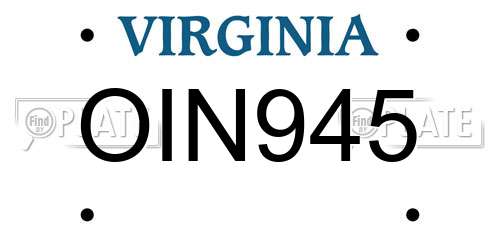 OIN945 Virginia License Plate